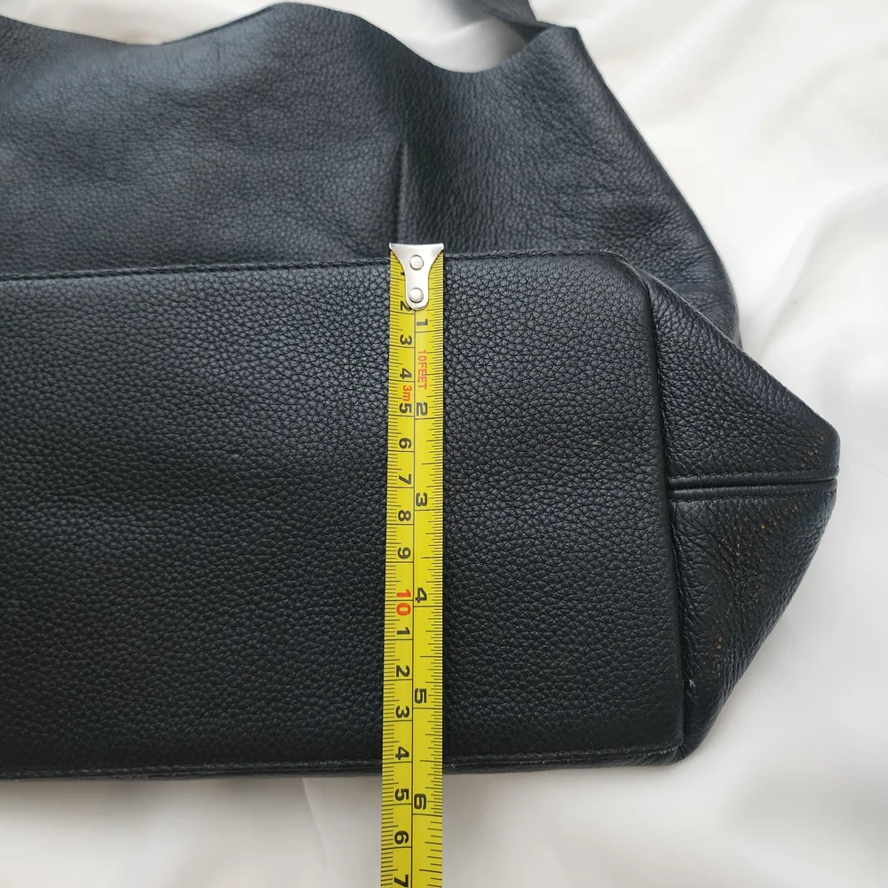 Eileen Fisher Black Leather Hobo Tote Shoulder Bag